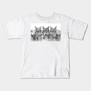 First Snowfall wolf drawing Kids T-Shirt